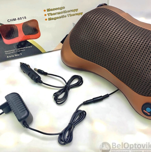 Электрическая массажная подушка "BALI" для шеи, плеч, тела (25 Вт, 8 роликов)